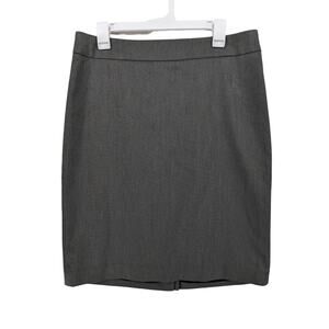Jones New York‎ Pencil Skirt L Gray White Stretch Hidden Zipper Slit Work Formal